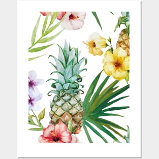 Tropical floral pattern Posters and Art